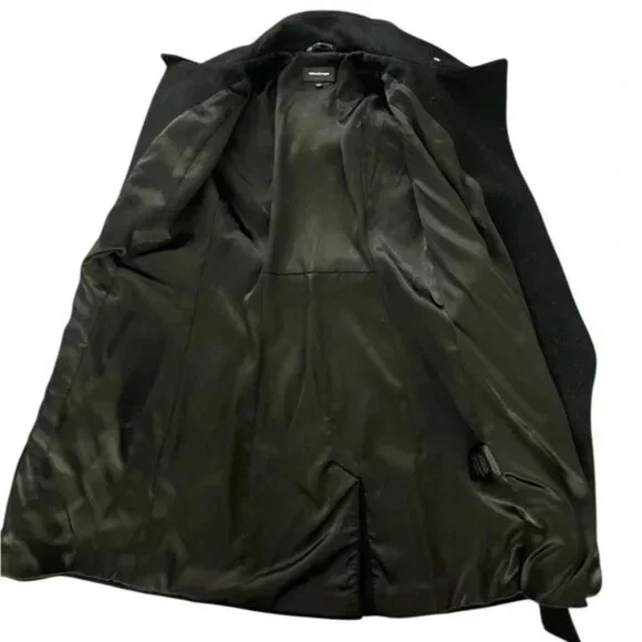 Mackage Dale Black Trench Coat with Leather Sleeves - Picture 4 of 9